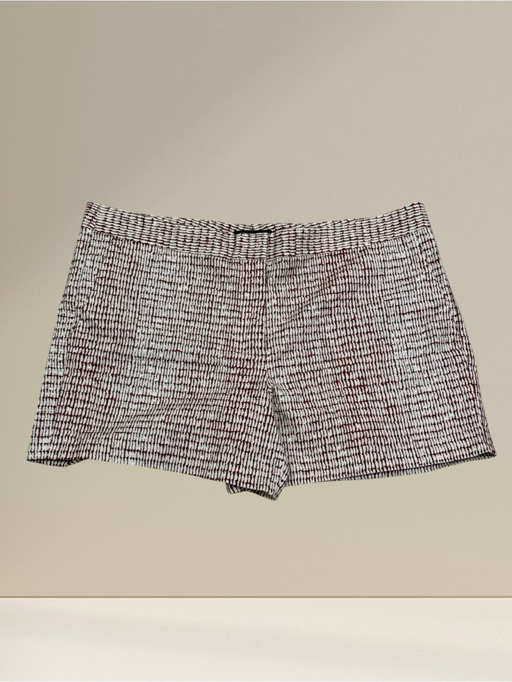 ANN TAYLOR Textured Dashed City Short Red/Cream Size 14